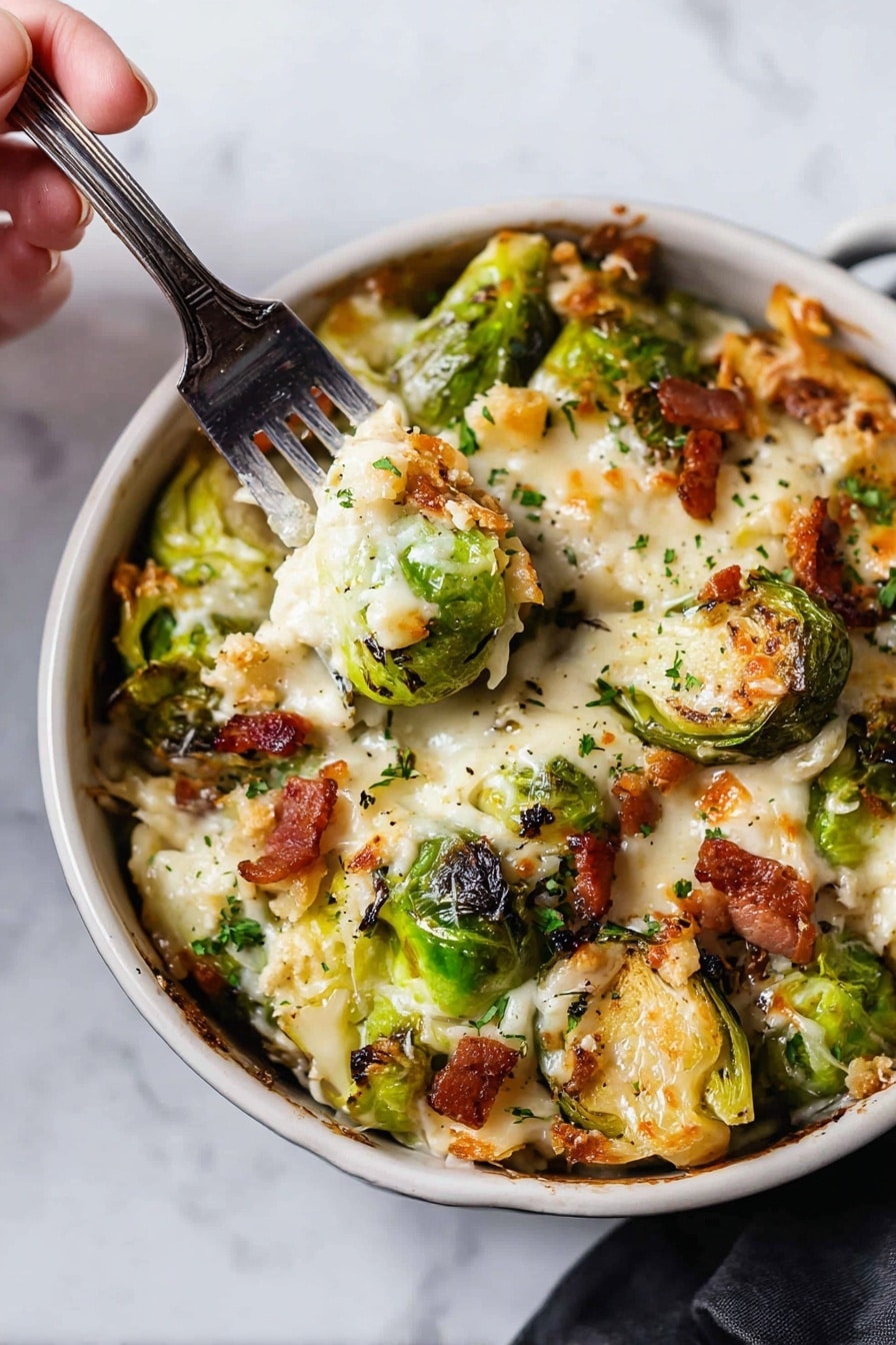 Cheesy Brussels Sprouts Casserole Recipe - Serving