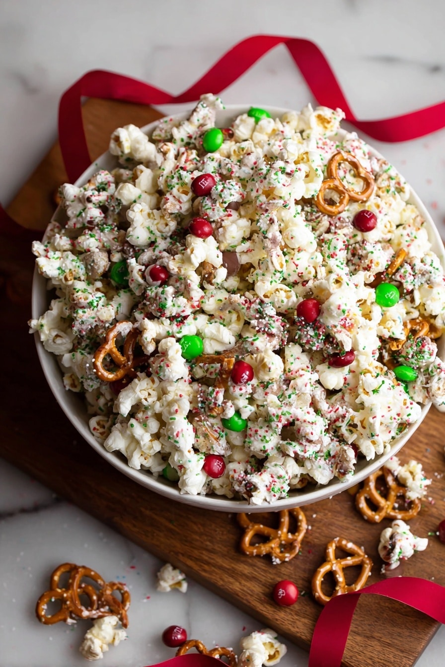 White Chocolate Christmas Popcorn Recipe - Serving