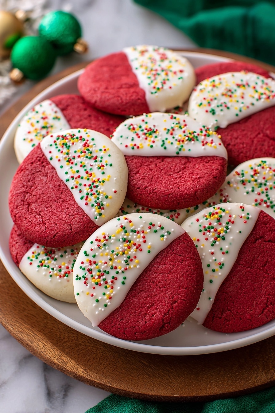 Red Velvet Shortbread Cookies with White Chocolate Recipe - Serving