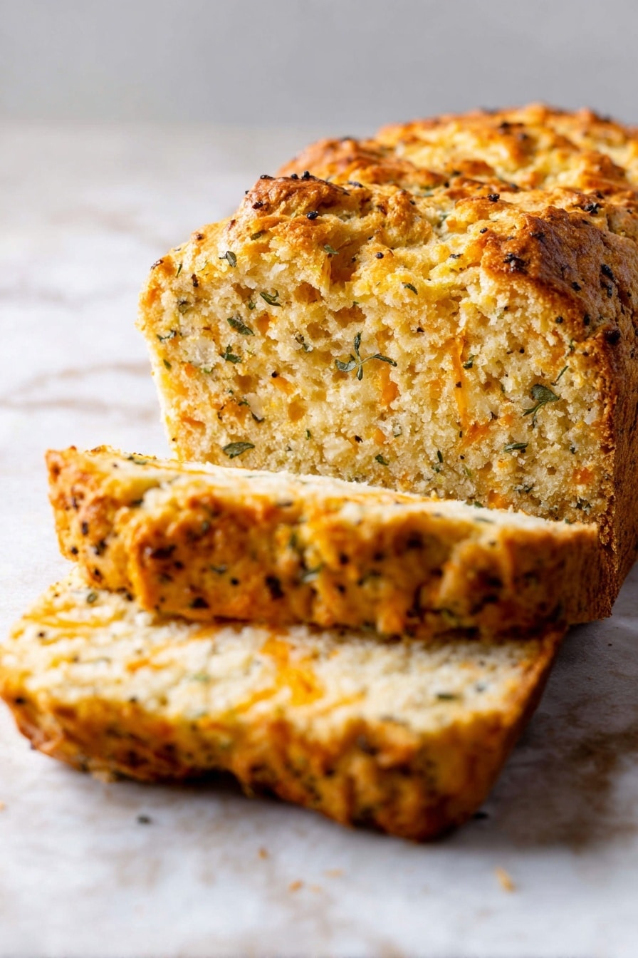 Cheddar Garlic Quick Bread Recipe - Serving