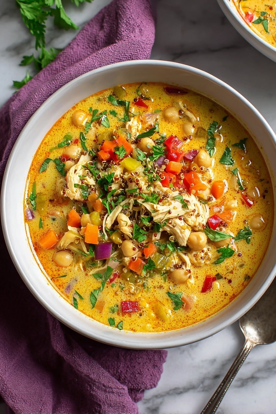 Spicy Curry Chicken Quinoa Soup Recipe - Serving