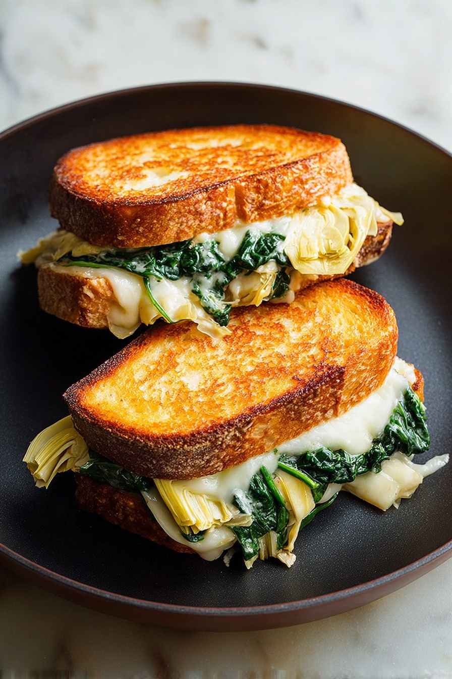 Spinach Artichoke Grilled Cheese Recipe - Serving