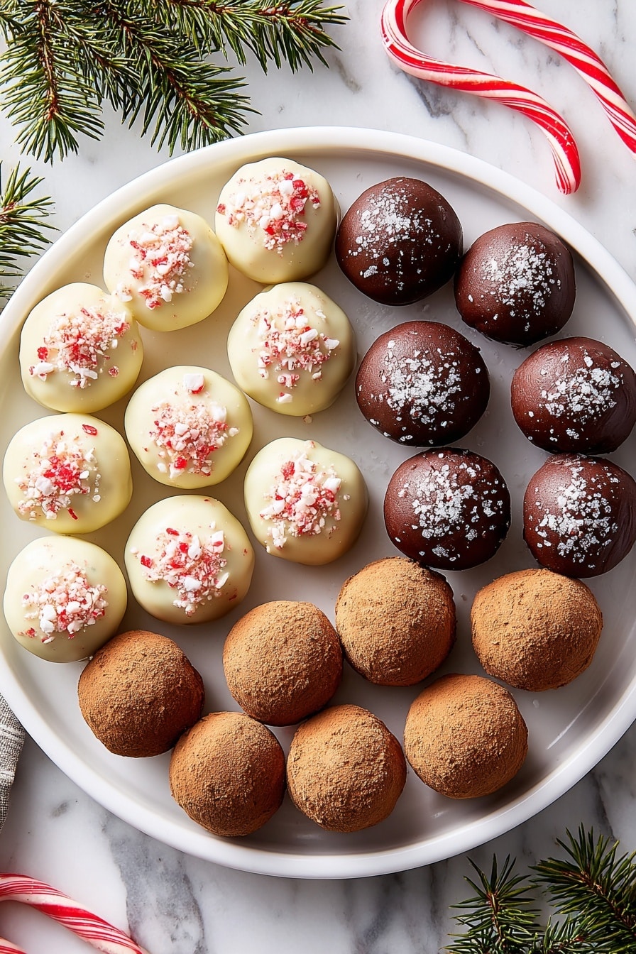 Chocolate Truffles with Sea Salt and Candy Canes Recipe - Serving
