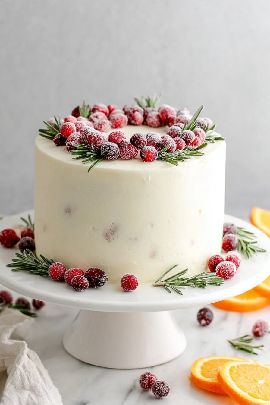 Cranberry Orange Cake with White Chocolate Frosting Recipe - Serving