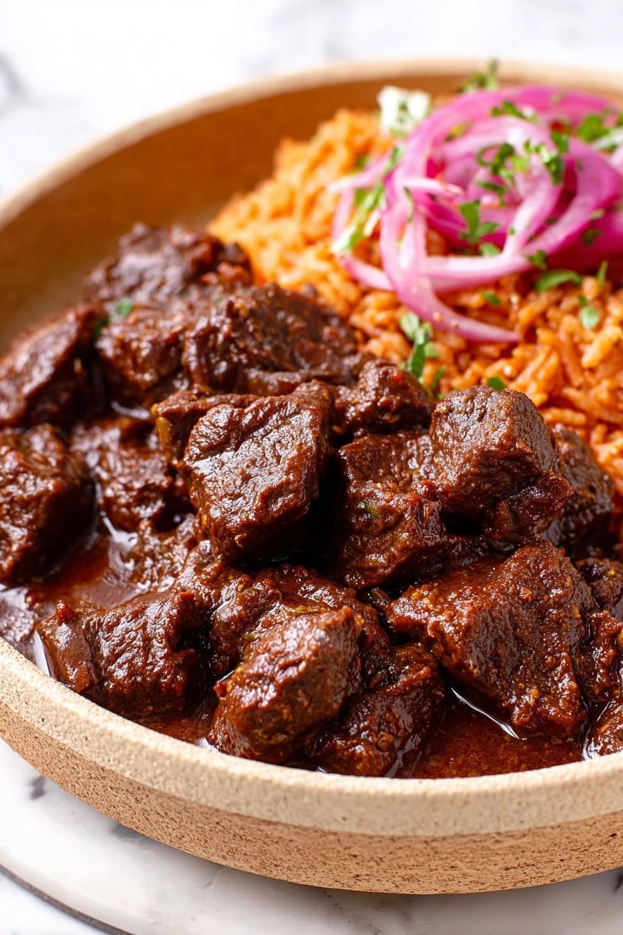 Spicy Chile Colorado Beef Stew Recipe - Serving