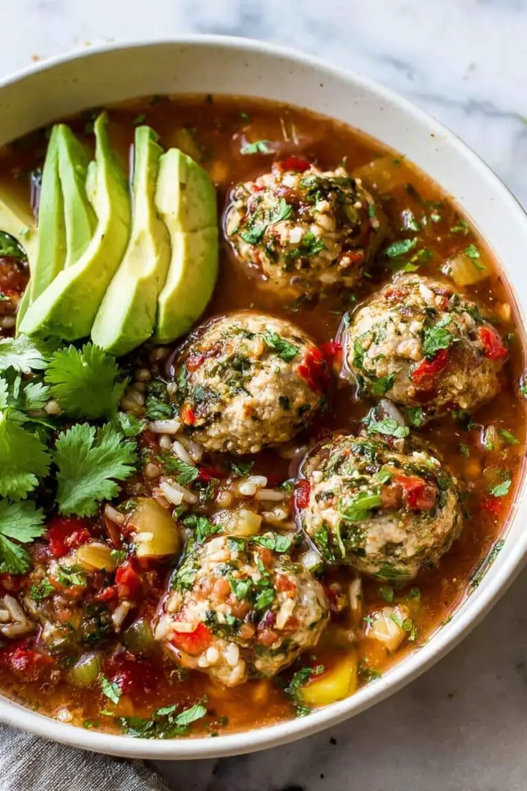 Albondigas Soup with Rice and Meatballs Recipe