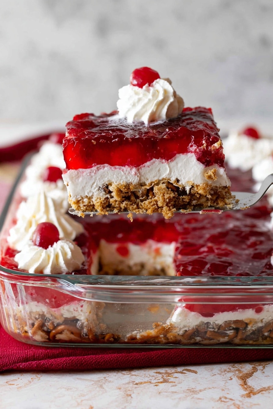 Cranberry Pretzel Salad Recipe - Serving