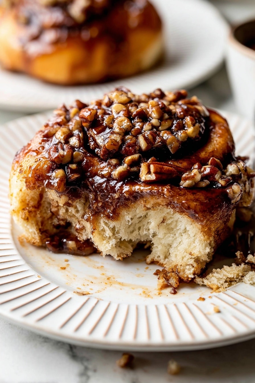 Sticky Maple Pecan Cinnamon Buns Recipe - Serving