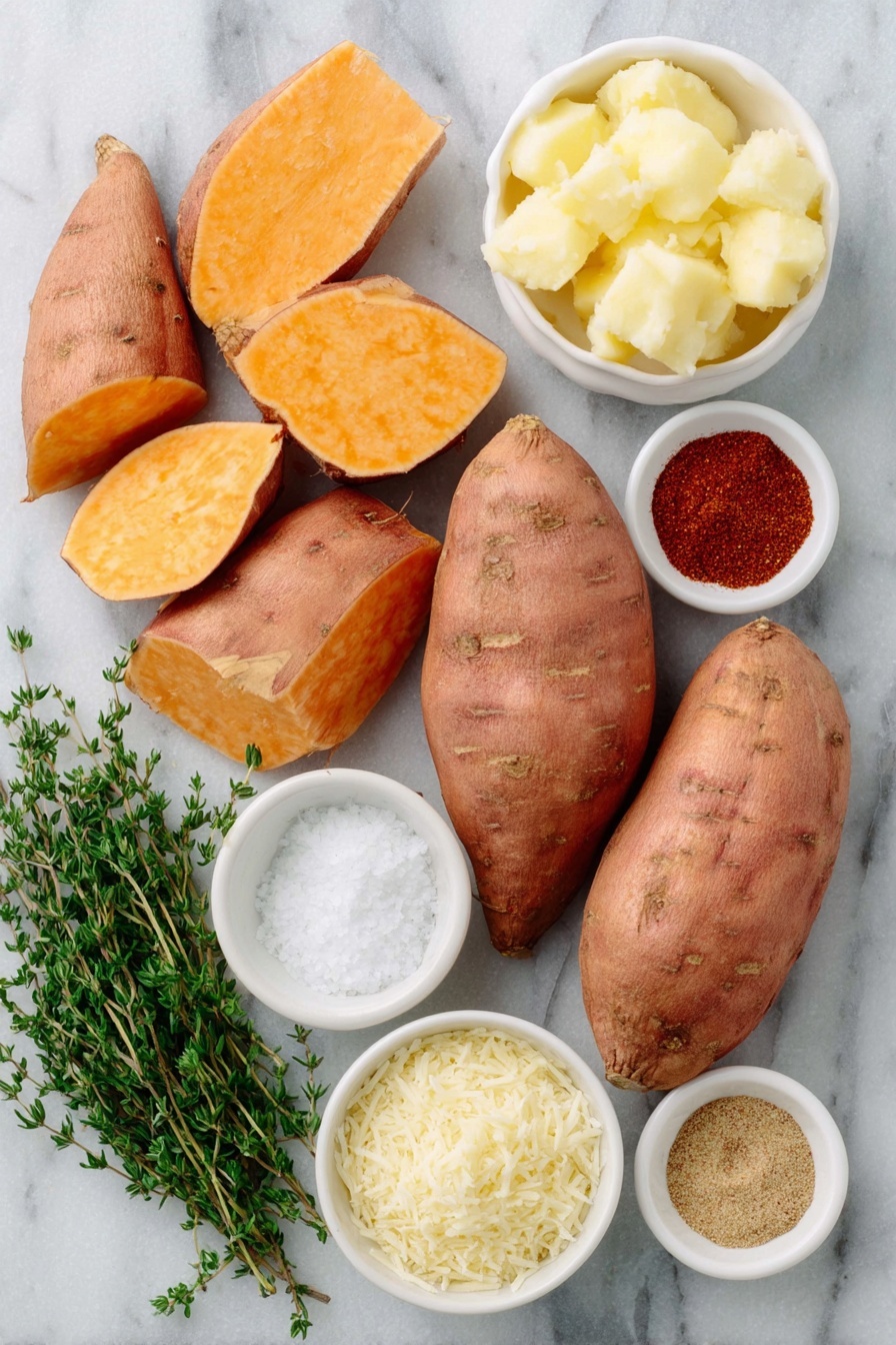 Crispy Baked Smashed Sweet Potatoes Recipe - Ingredients