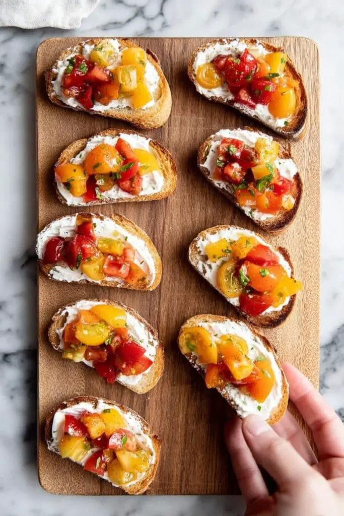 Whipped Ricotta Crostini with Tomato Topping Recipe