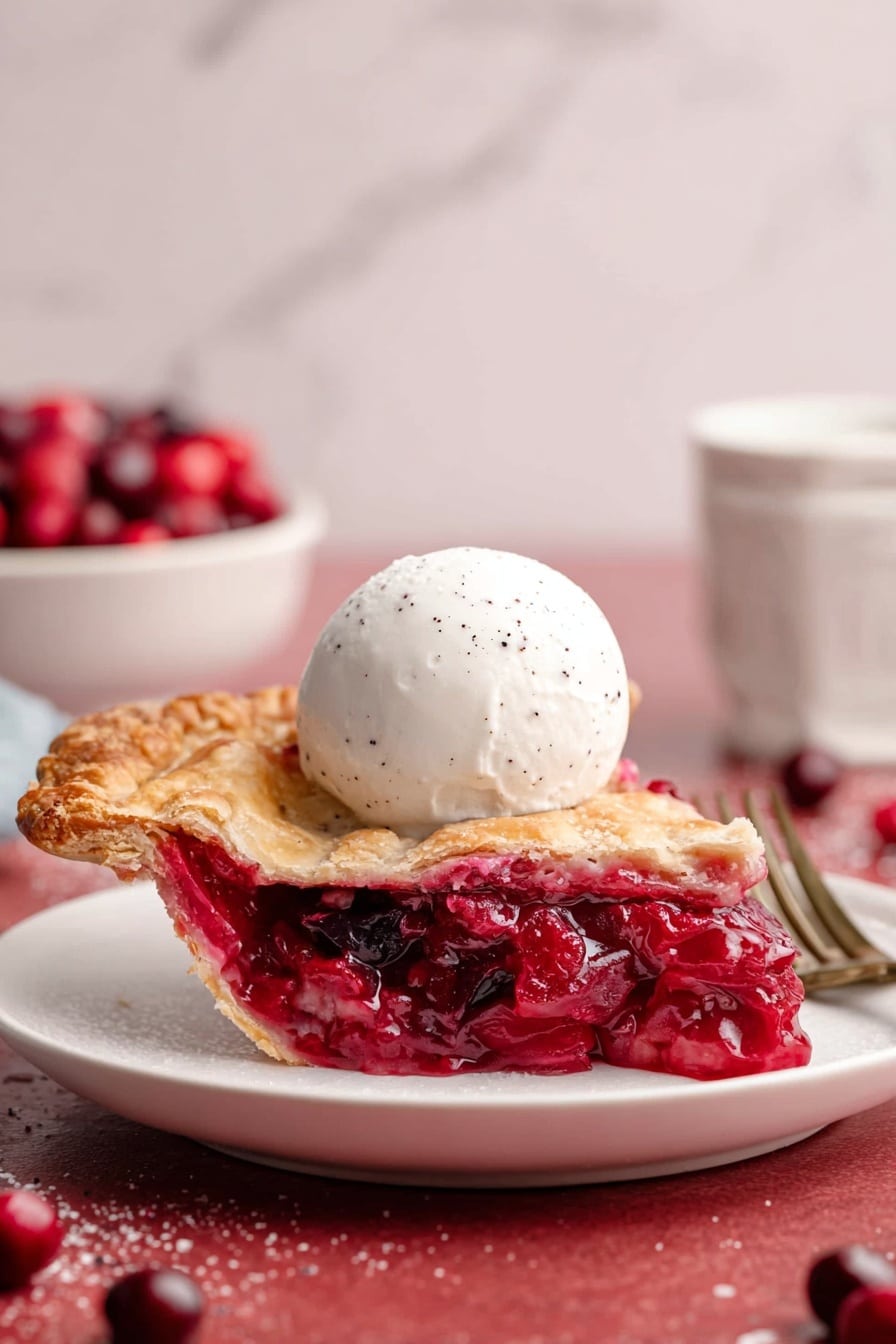 Best Cranberry Pie with Lattice Top Recipe - Serving