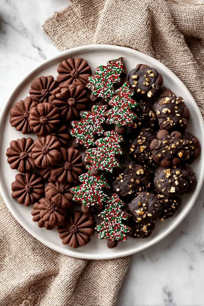 Chocolate Spritz Cookies with Melted Chocolate Recipe