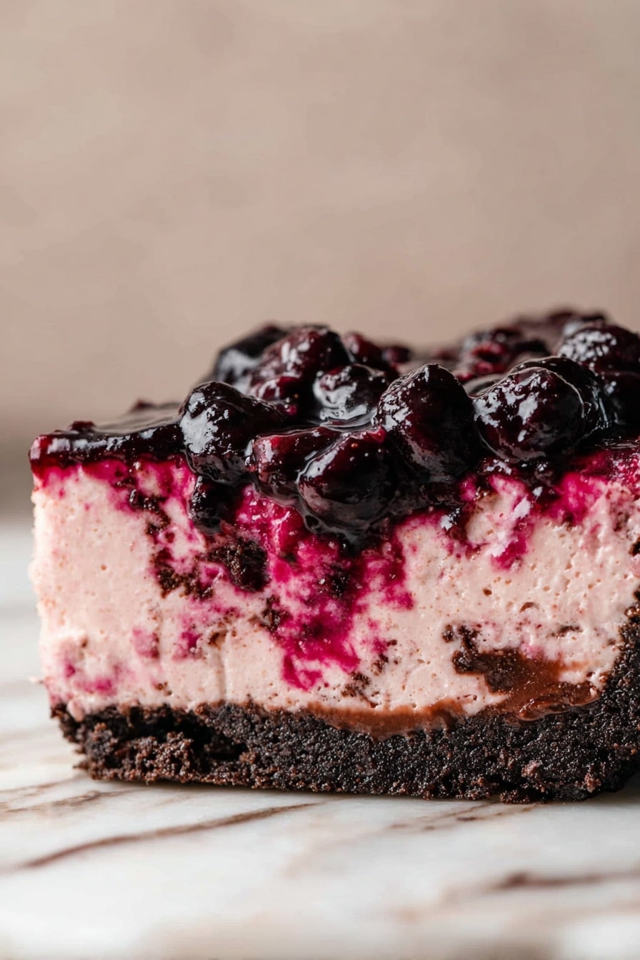 Cherry Cheesecake with Oreo Crust Recipe - Serving