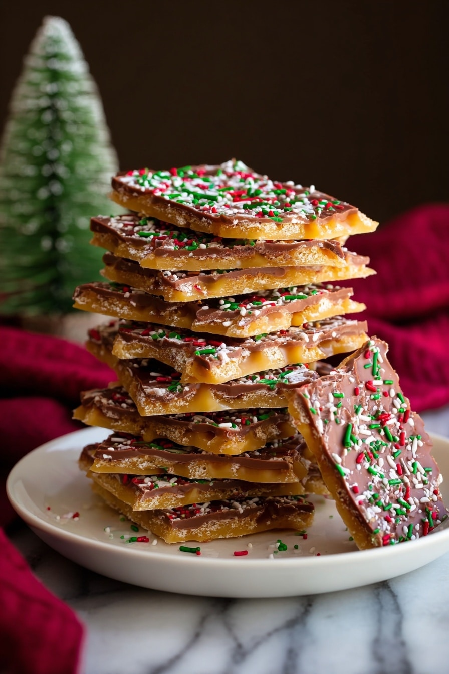 Christmas Saltine Crackers with Chocolate Recipe - Serving