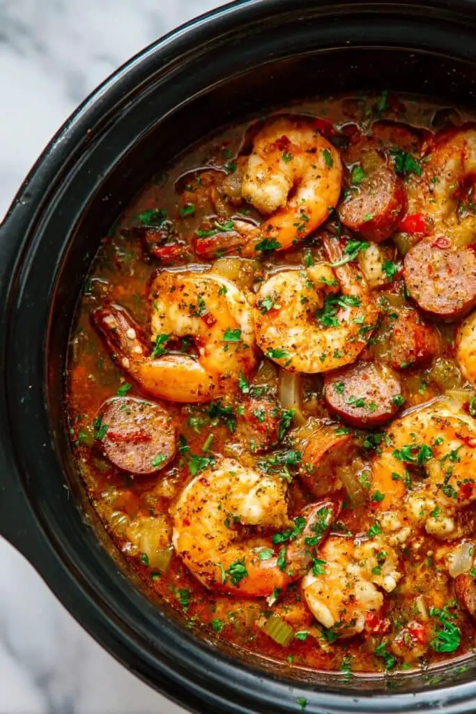 Slow Cooker Cajun Shrimp and Chicken Jambalaya Recipe