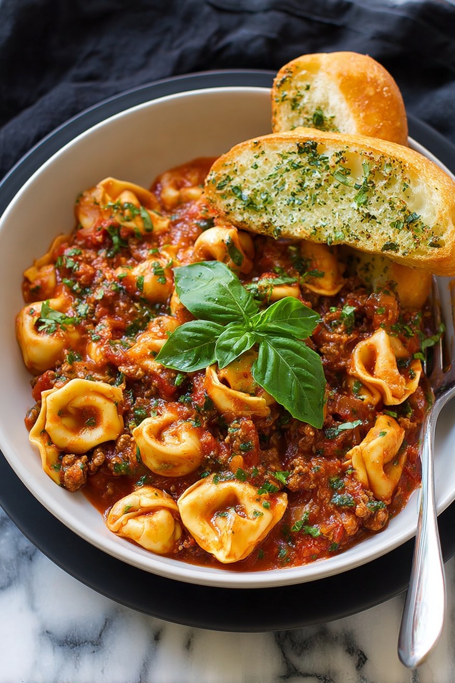 One Pan Turkey Sausage Tortellini Recipe - Serving