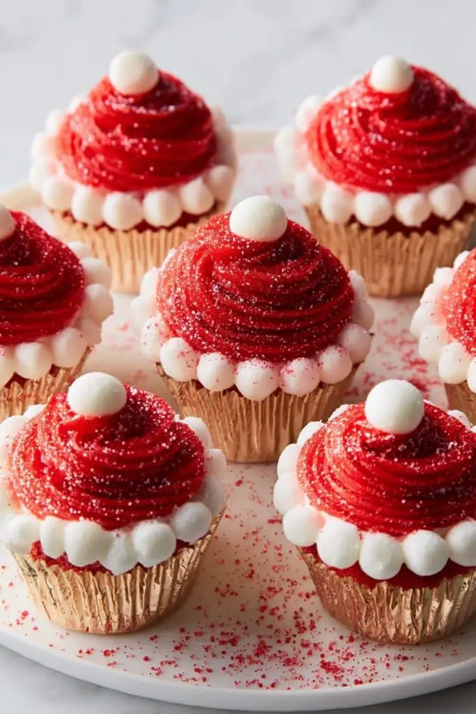 Santa Hat Cupcakes with Cream Cheese Frosting Recipe