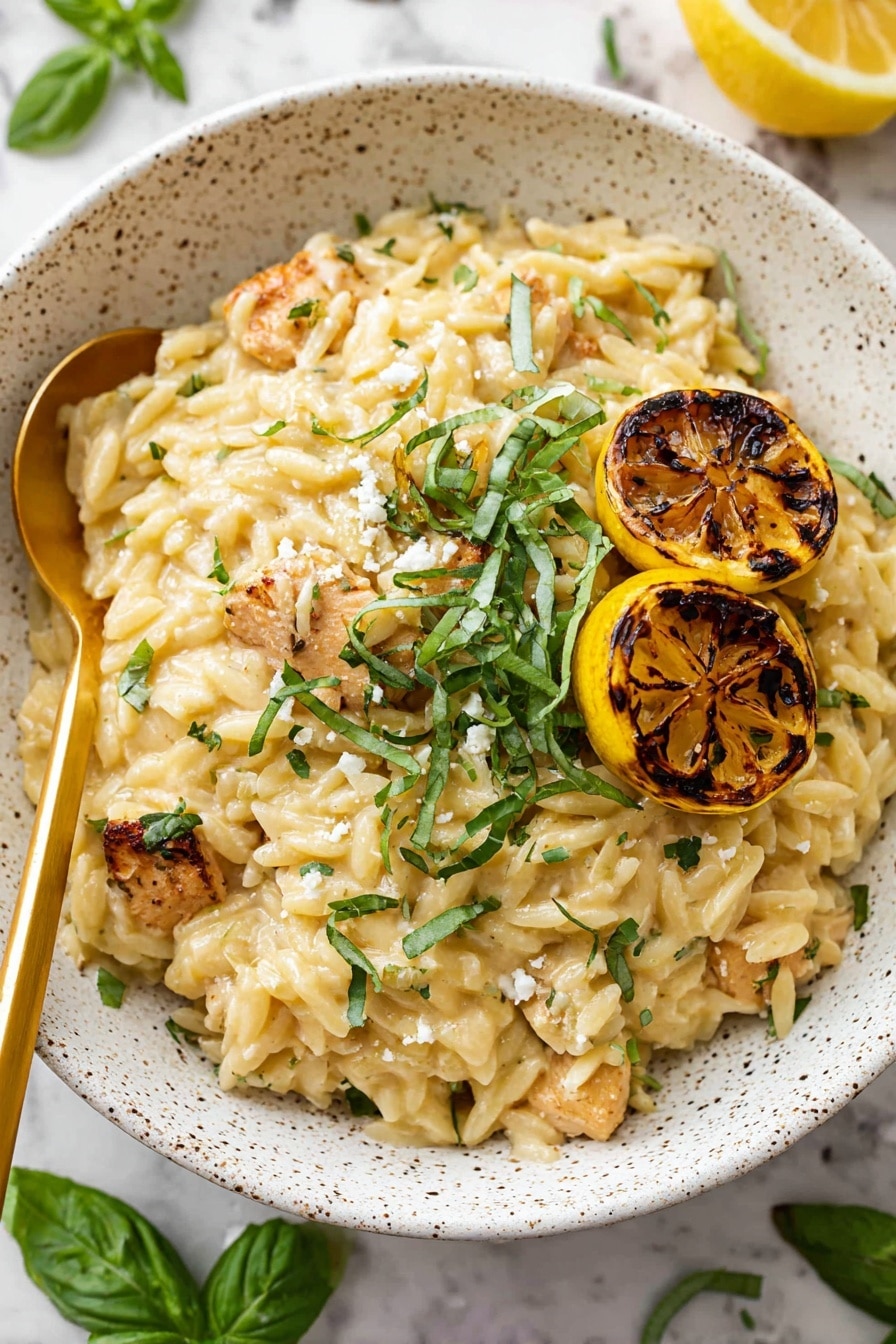 Lemon Chicken Orzo Skillet Recipe - Serving