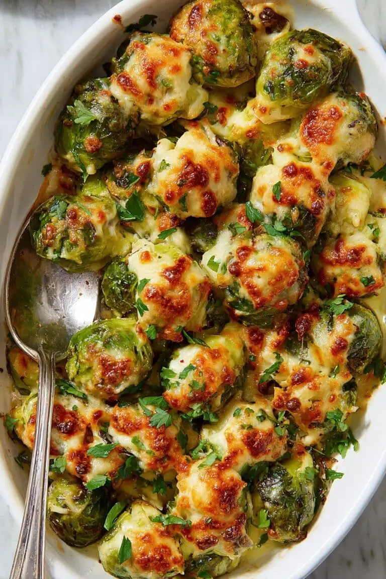Smashed Brussels Sprouts with Cheesy Topping Recipe