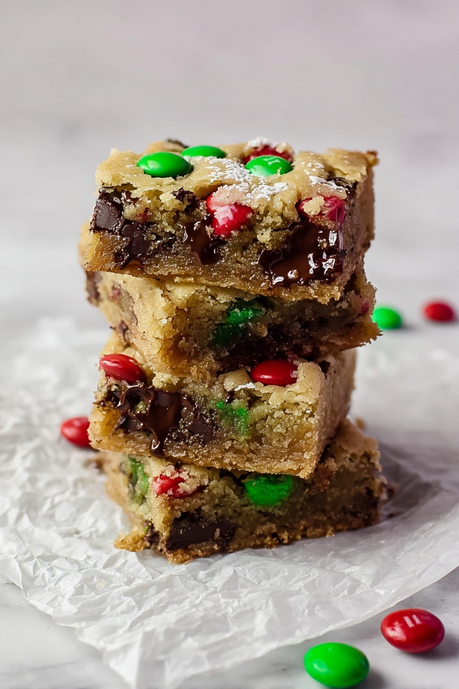 Chewy Christmas Blondies with M&Ms Recipe - Serving