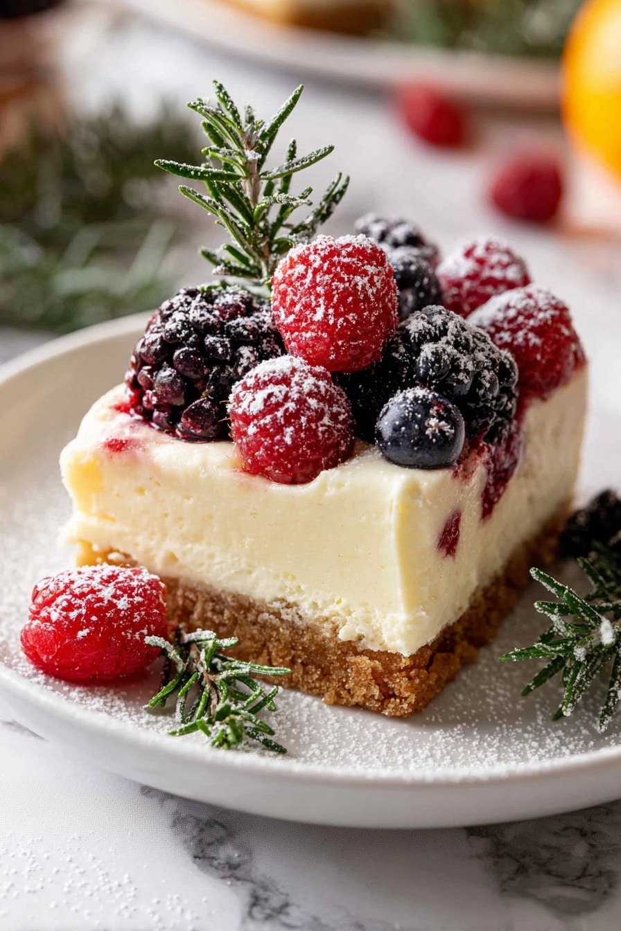 Christmas No-Bake Cheesecake Slab Recipe - Serving