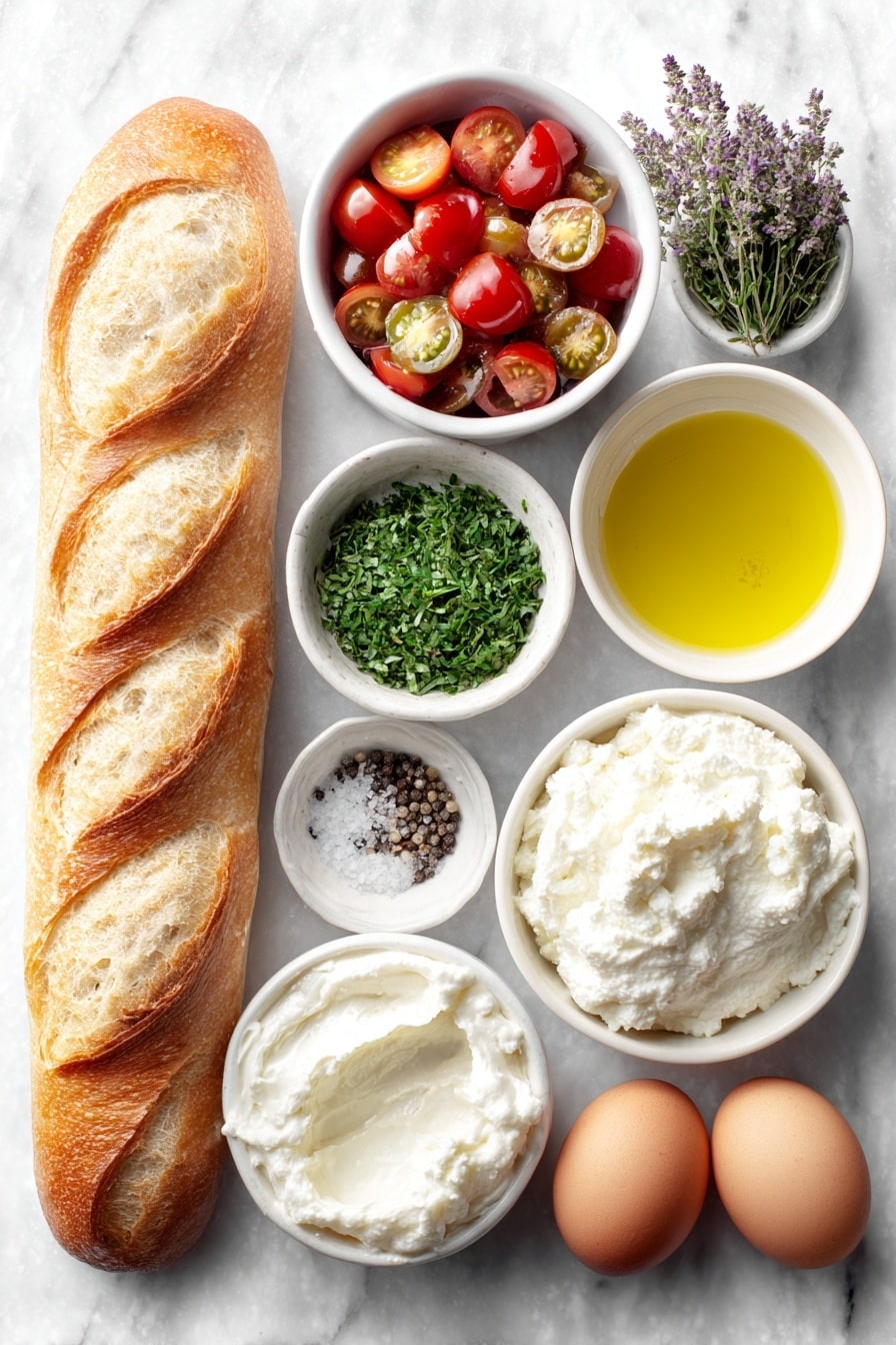 Whipped Ricotta Crostini with Tomato Topping Recipe - Ingredients