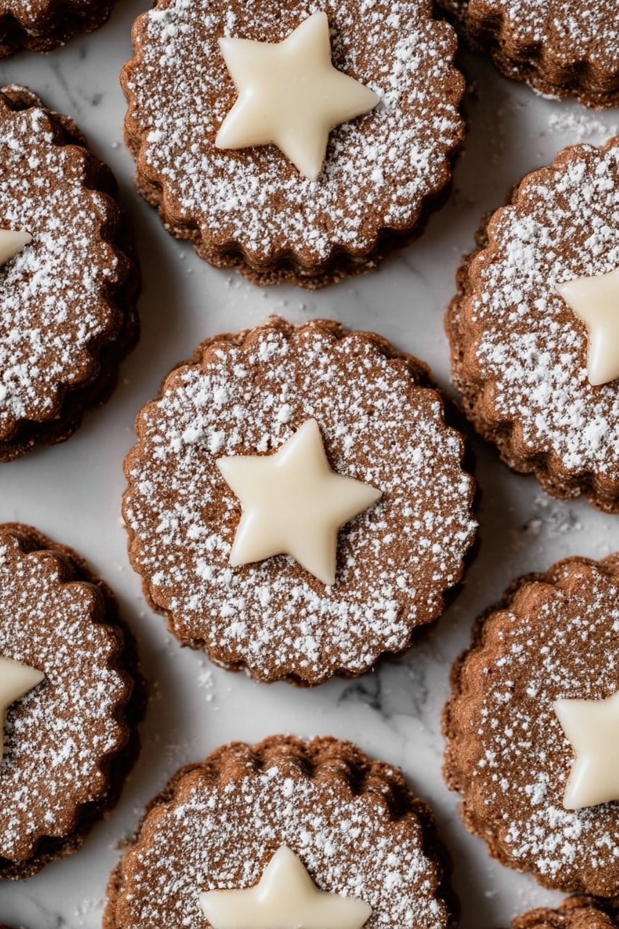 Gingerbread Linzer Cookies with White Chocolate Recipe - Serving