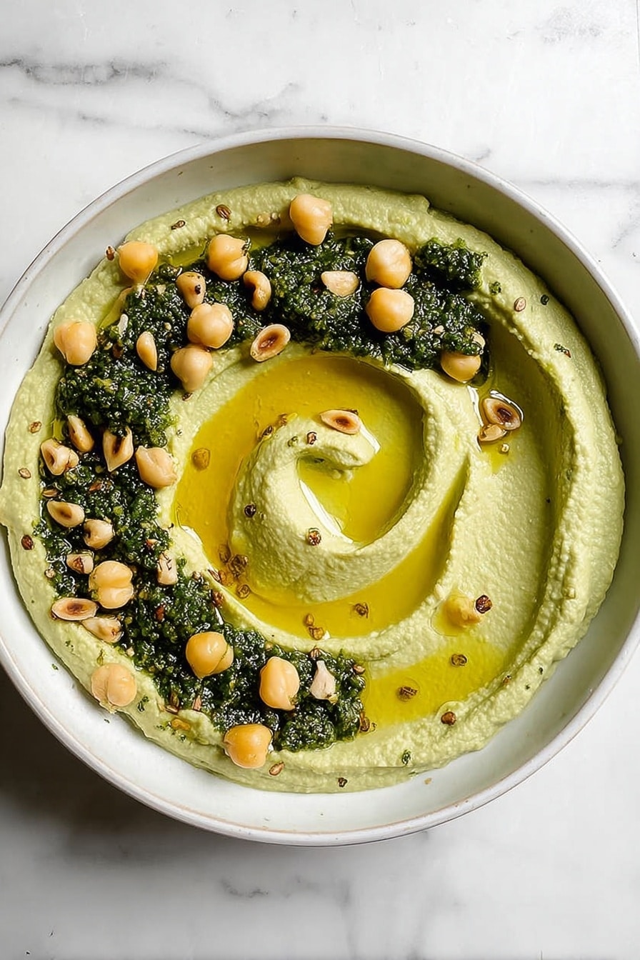Creamy Pesto Hummus Dip Recipe - Serving