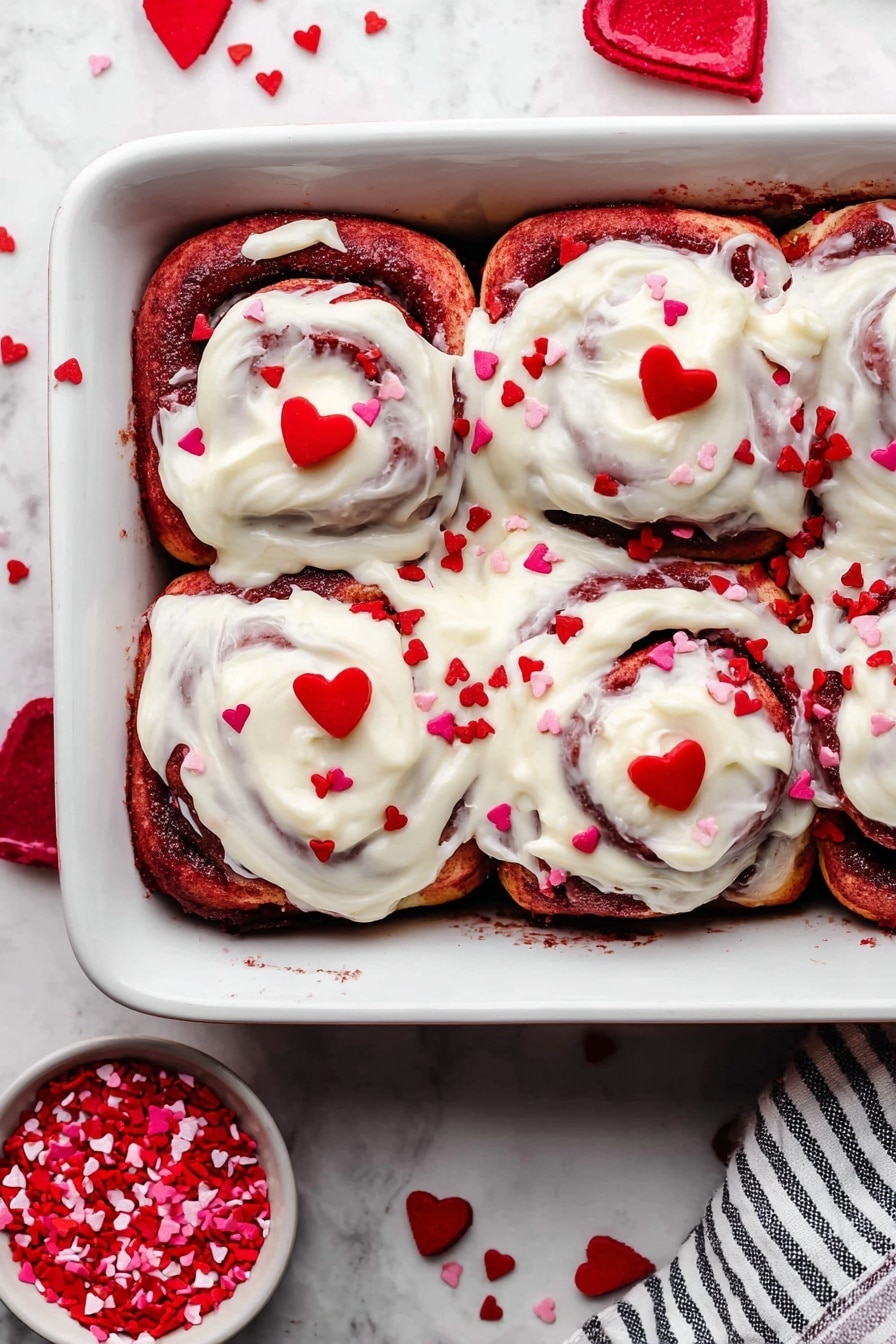 Red Velvet Cinnamon Rolls Recipe - Serving