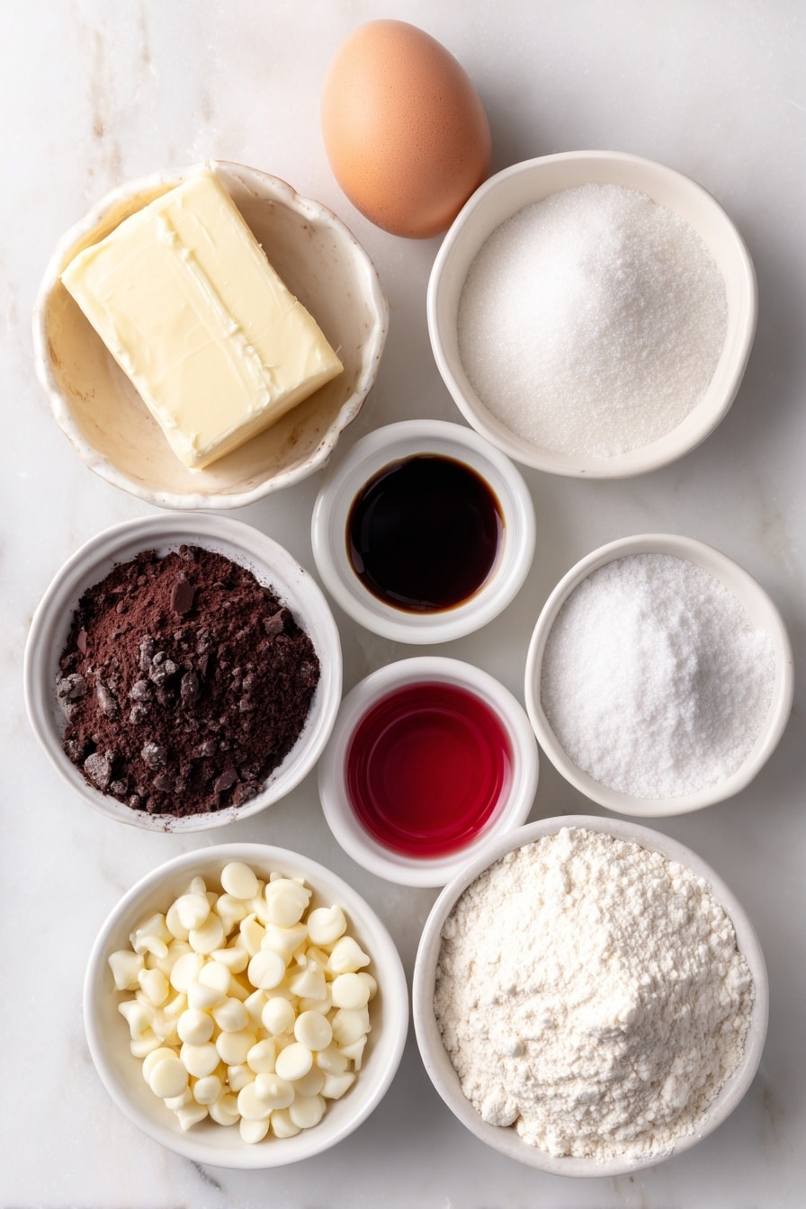 Red Velvet Brownies with White Chocolate Chips Recipe - Ingredients