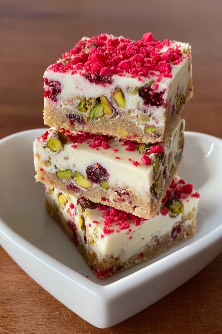 Cranberry Pistachio White Chocolate Slice Recipe - Serving