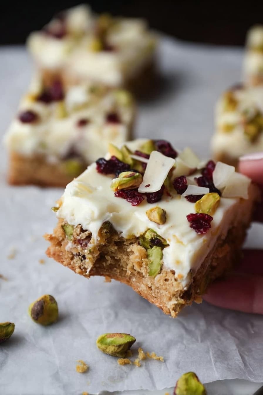 Cranberry Pistachio Bars Recipe - Serving
