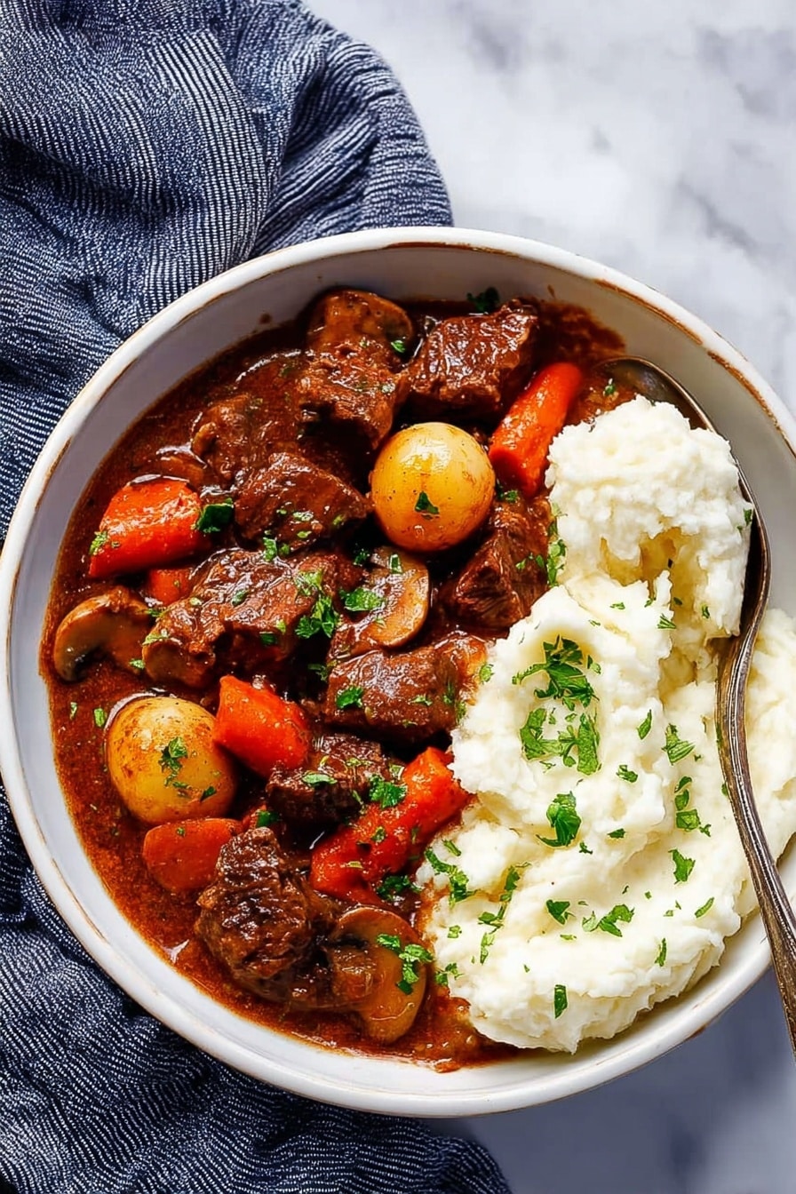 Slow Cooker Beef Bourguignon Recipe - Serving