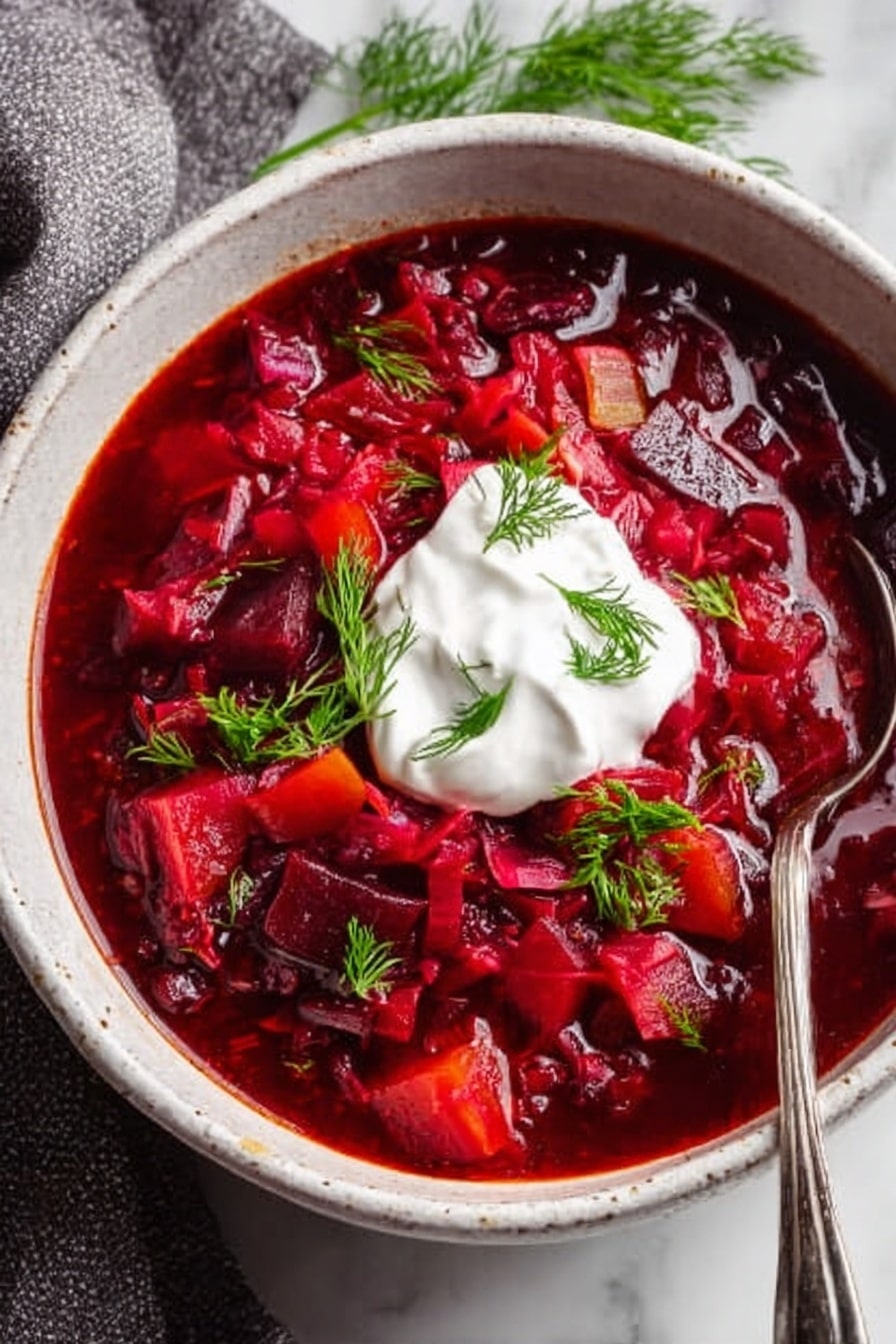 Easy Borscht Soup Recipe - Serving
