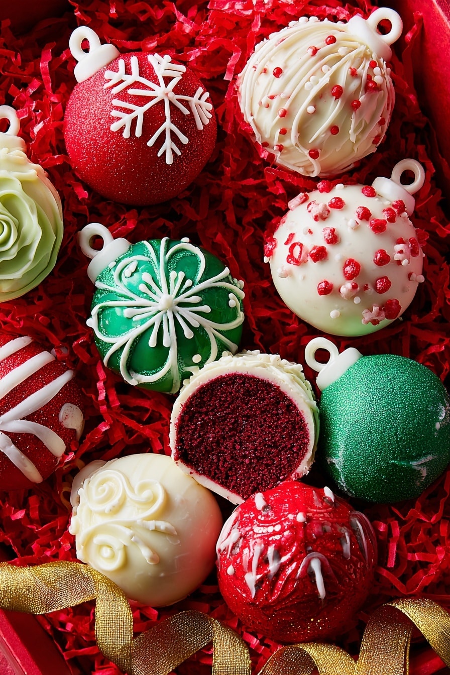 Red Velvet Cake Ball Ornaments Recipe - Serving