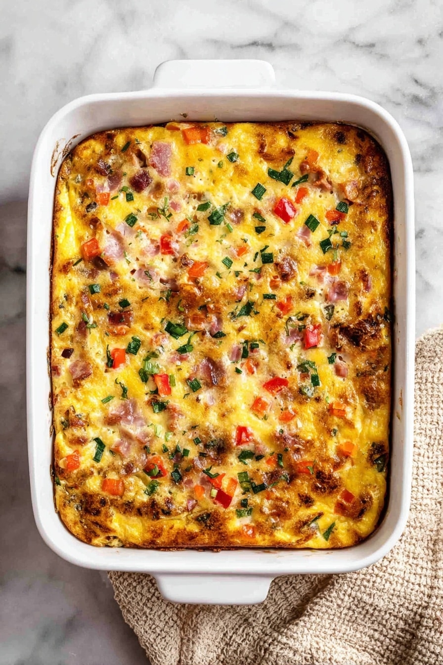 Cheesy Breakfast Strata with Ham and Vegetables Recipe - Recipe Step