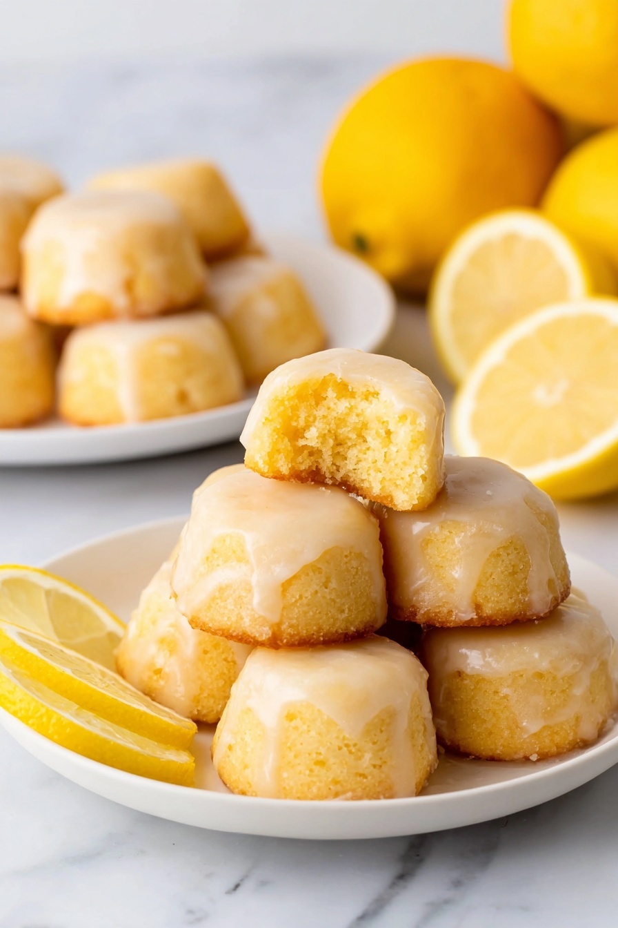 Lemon Drop Cakes with Lemon Glaze Recipe - Serving