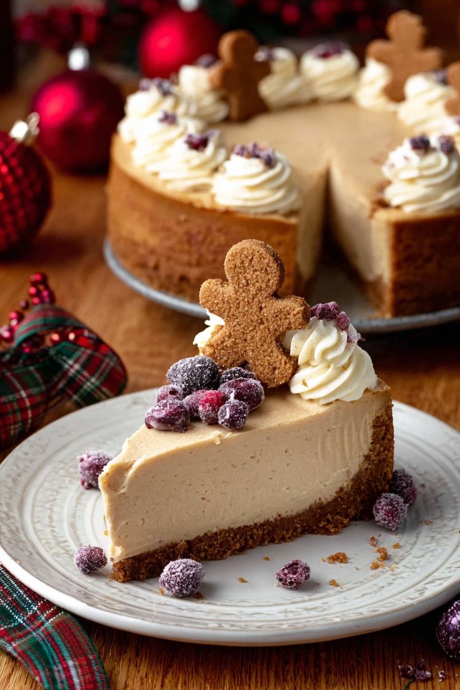 Gingerbread Cheesecake with White Chocolate Ganache Recipe - Serving