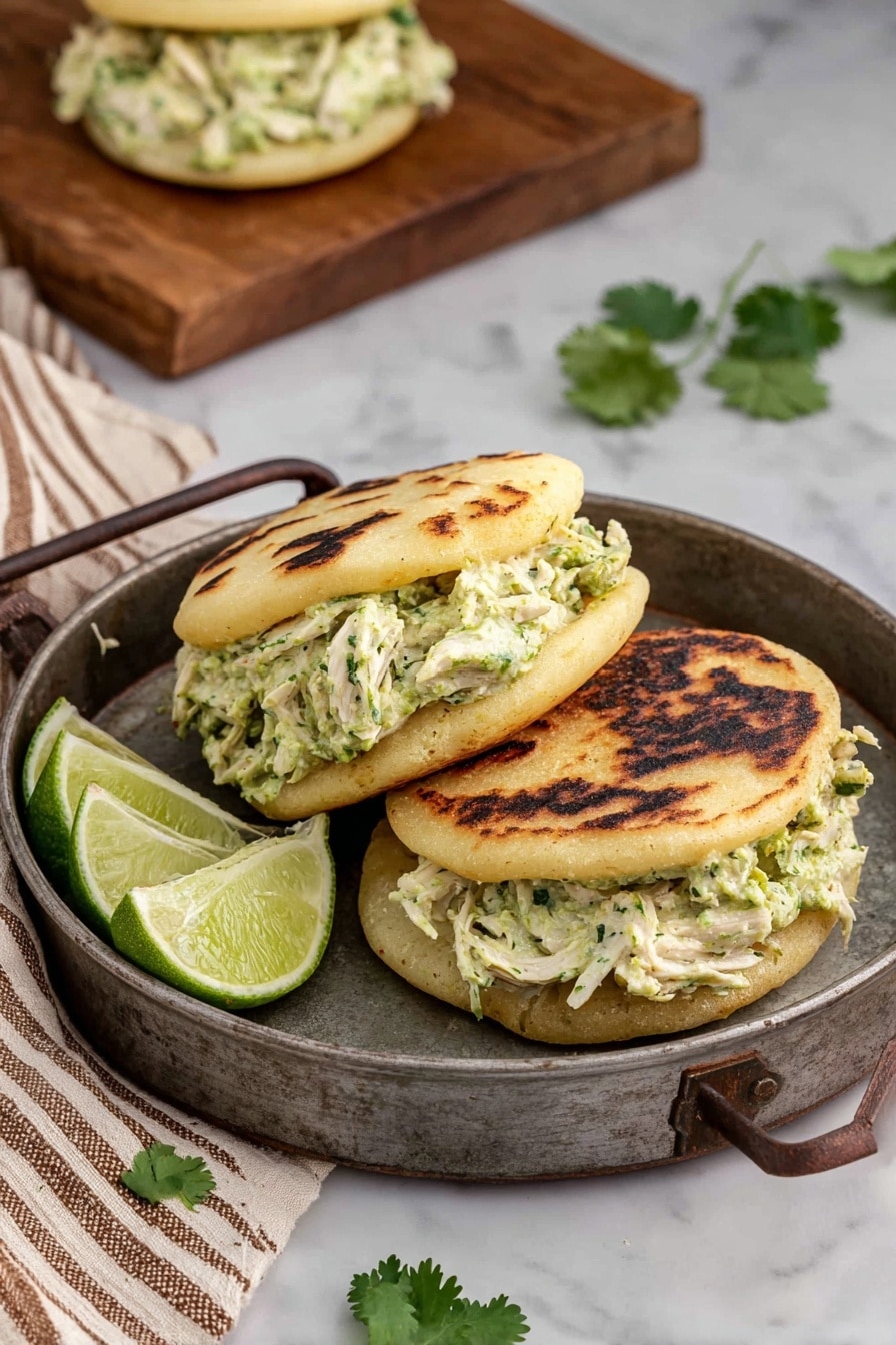 Homemade Arepas with Reina Pepiada Filling Recipe - Serving