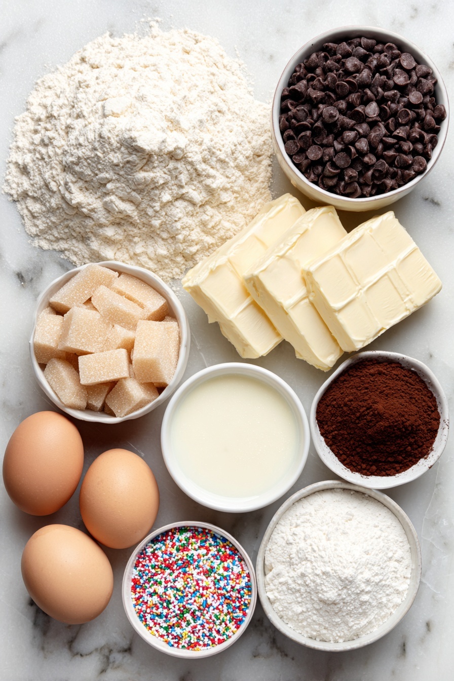 Chocolate Chip Cookie Cake with Frosting Recipe - Ingredients