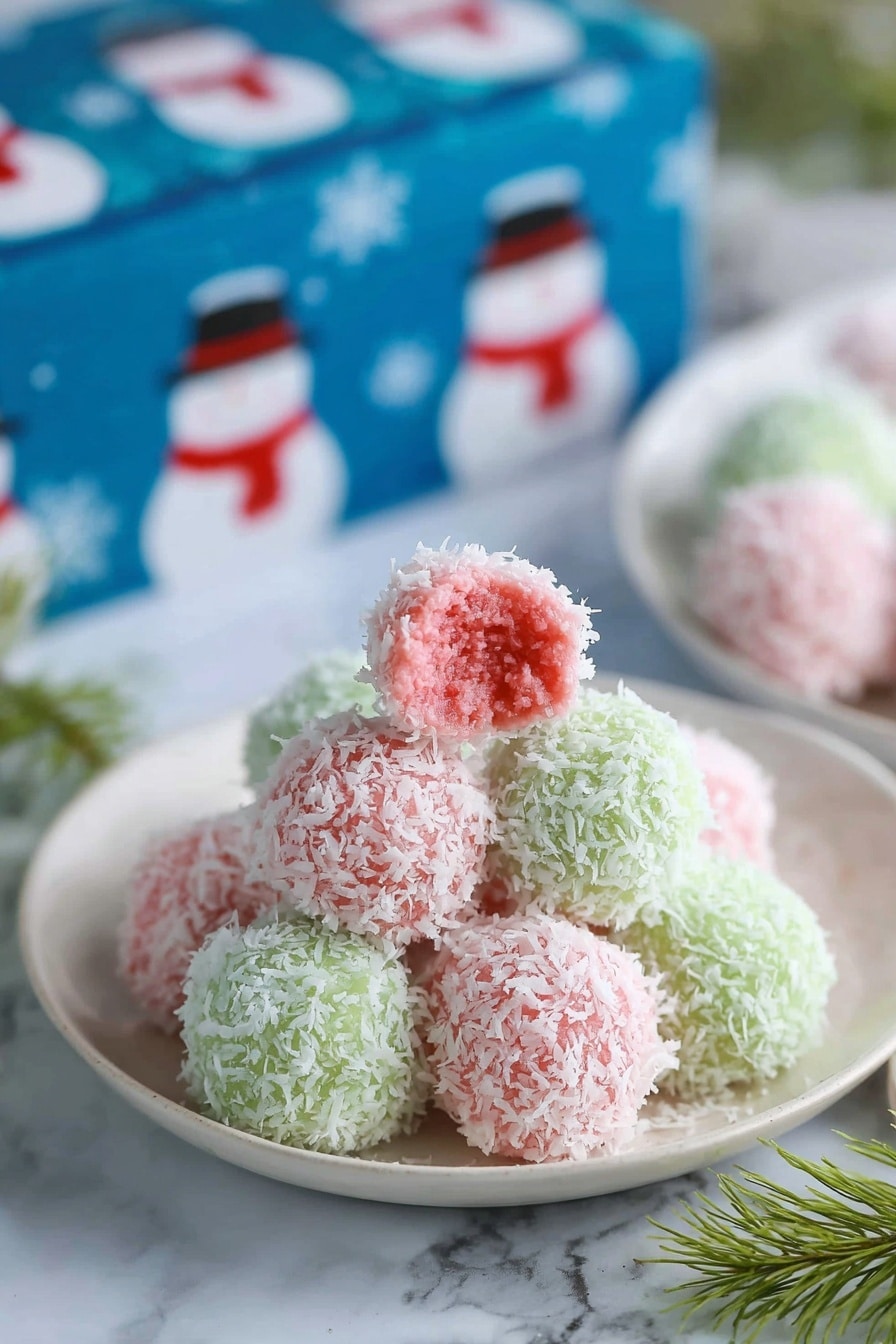 Festive Jello Coconut Balls Recipe - Serving