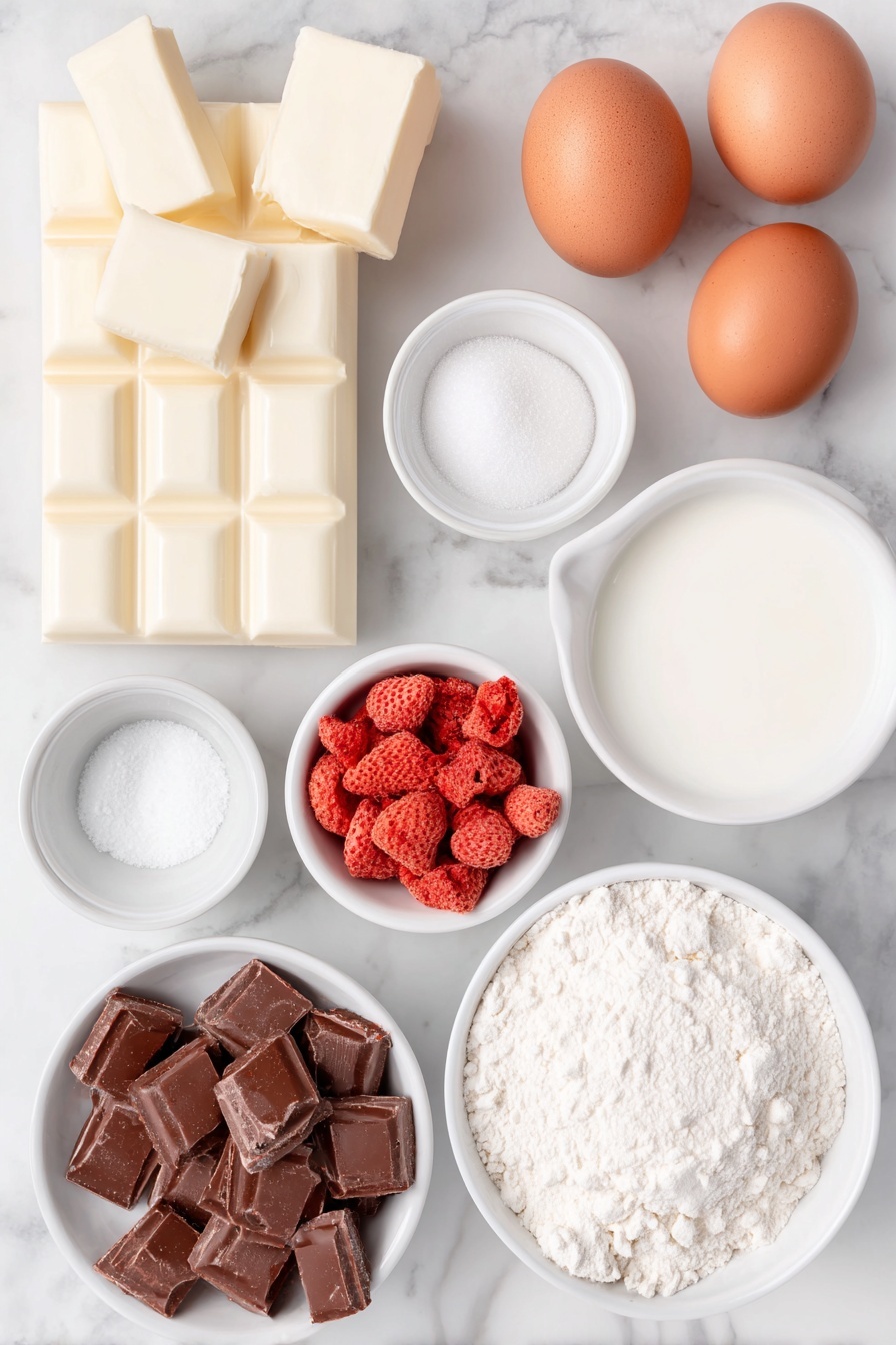 Strawberry White Chocolate Brownies Recipe - Ingredients