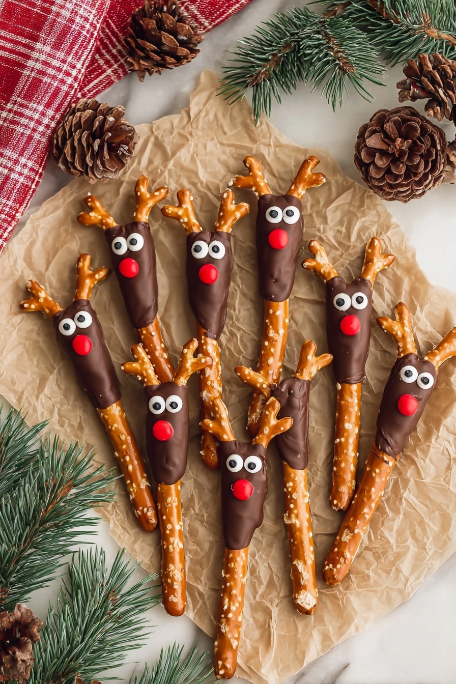 Cute Reindeer Pretzel Snacks Recipe - Serving