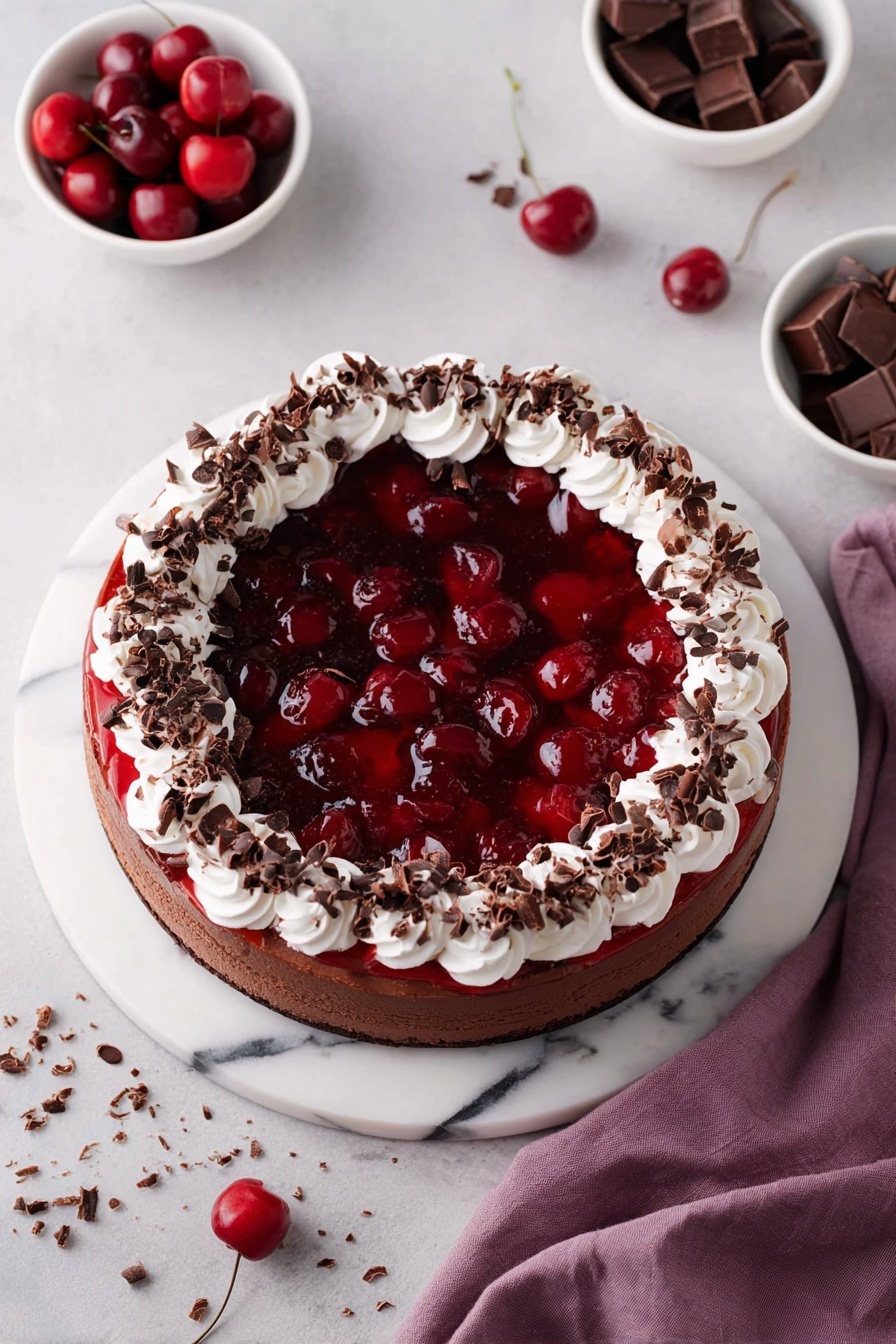 Black Forest Cheesecake with Cherry Topping Recipe - Serving