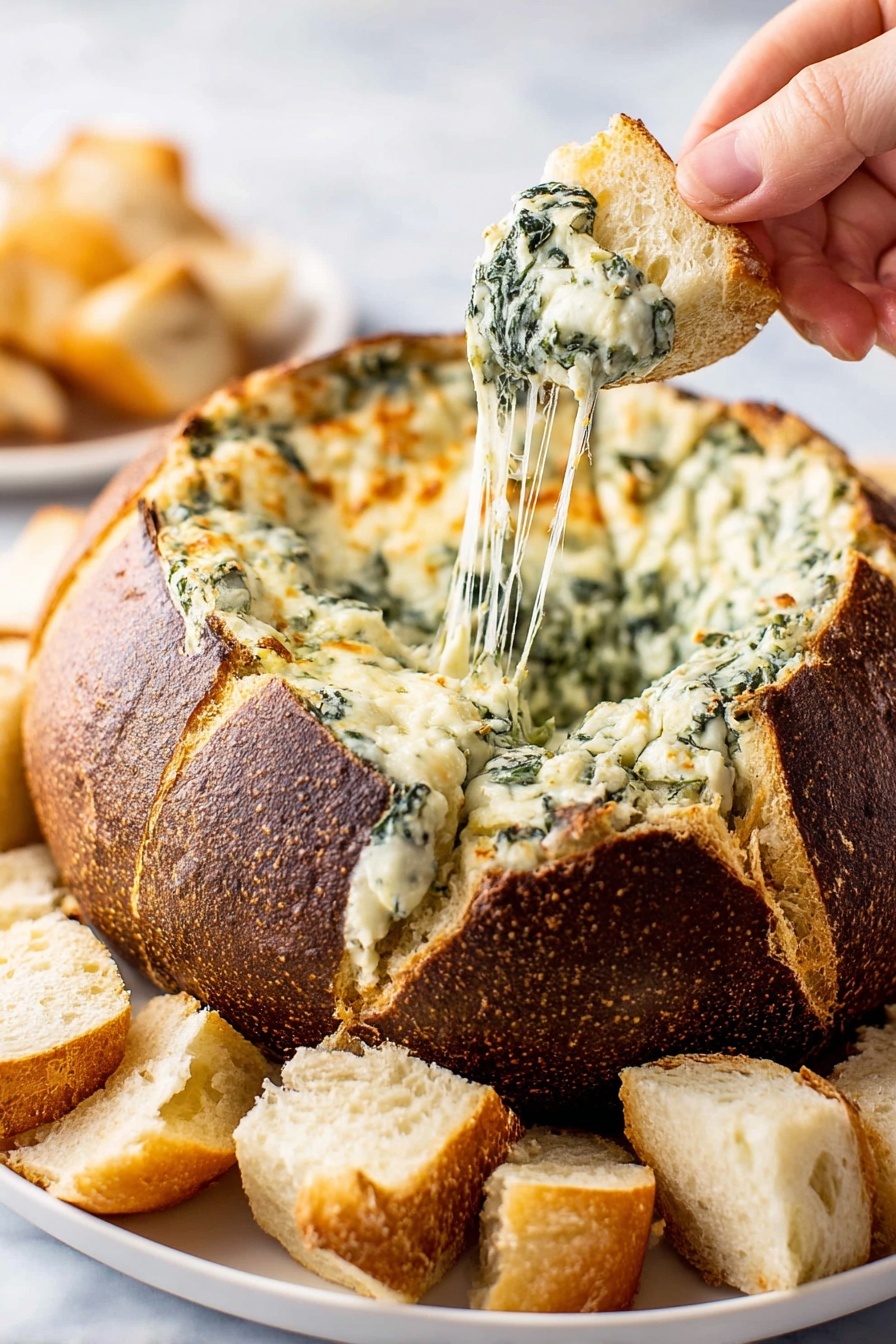 Baked Spinach Artichoke Dip in a Bread Bowl Recipe - Recipe Step