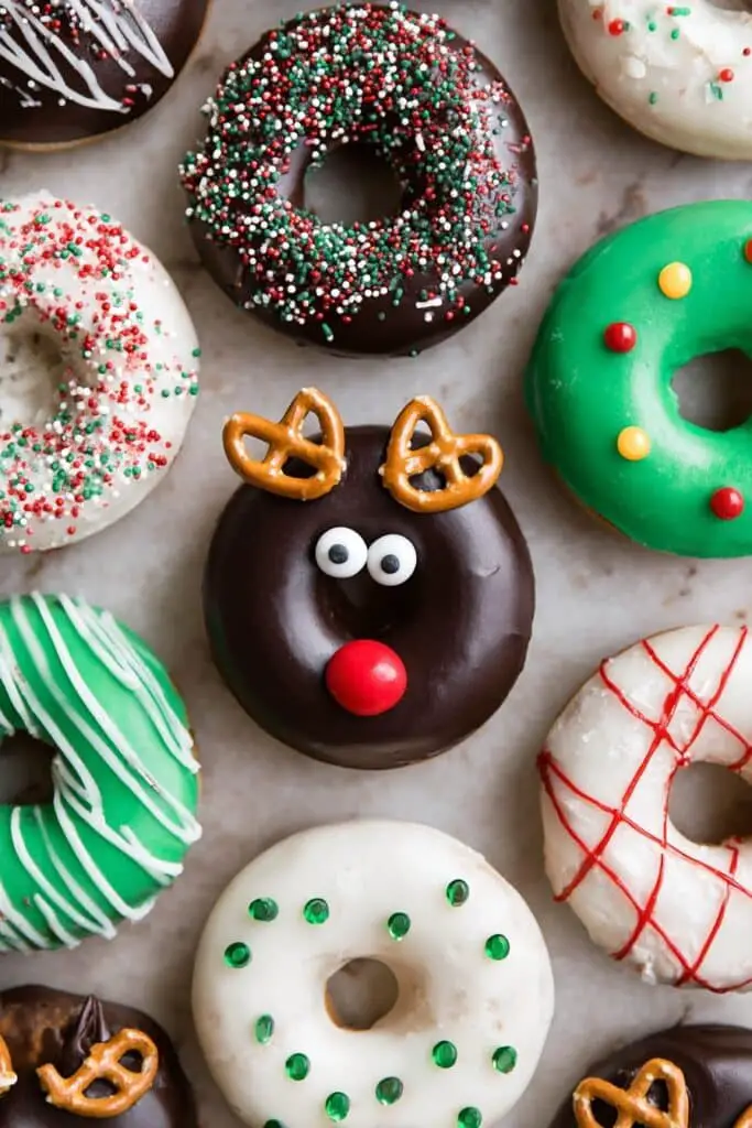 Christmas Donuts with Festive Glazes Recipe