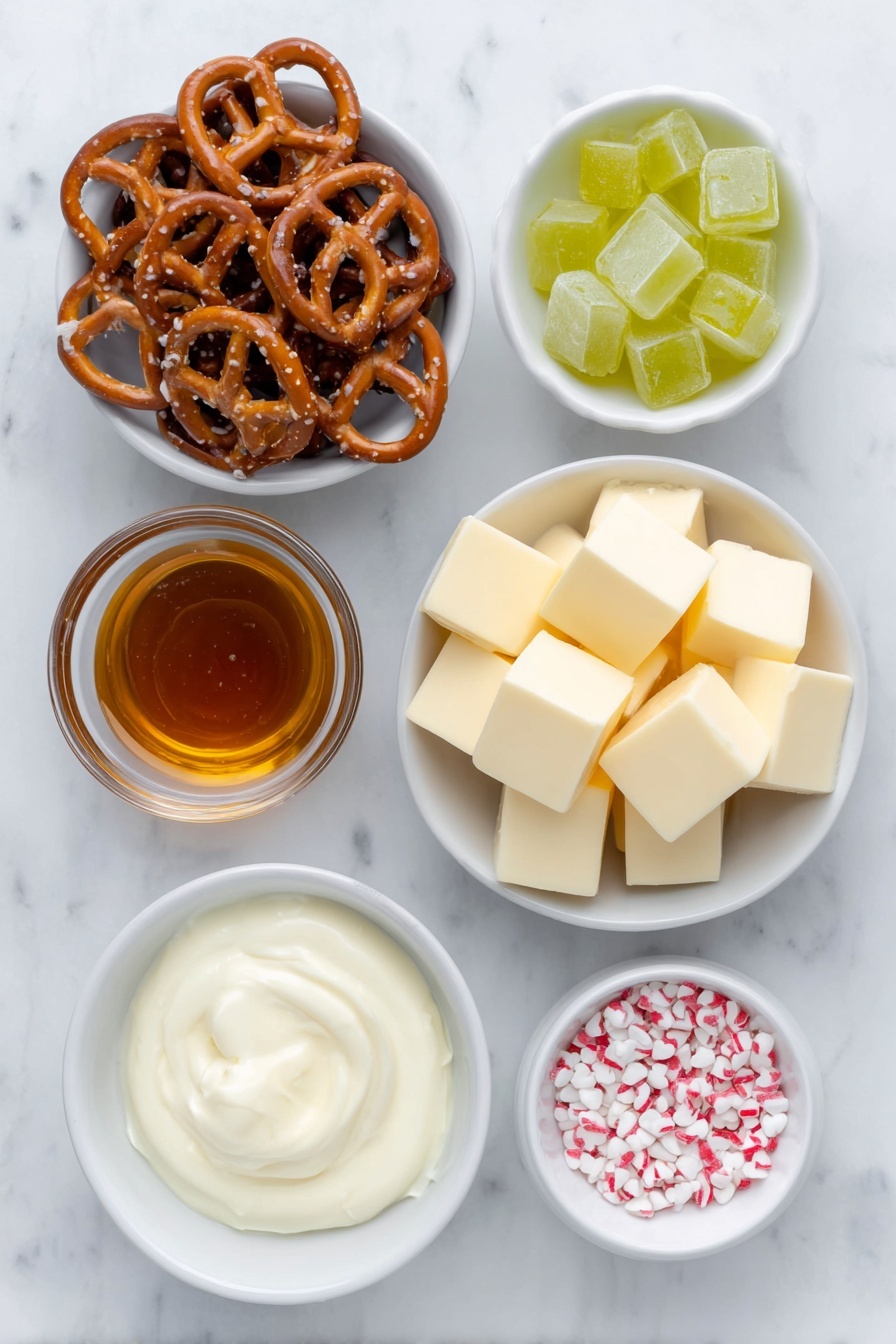 Grinch Pretzel Bites with Caramel and Candy Coating Recipe - Ingredients
