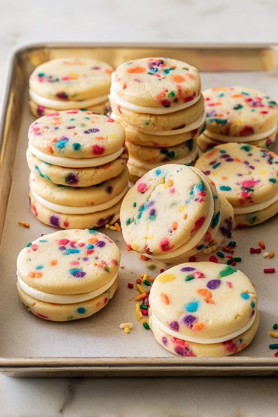 Funfetti Sandwich Cookies with Cream Cheese Frosting Recipe - Serving