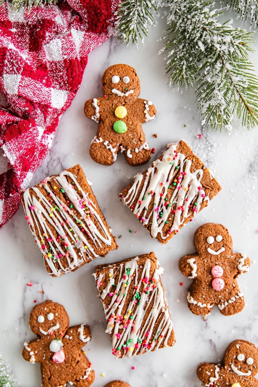 Gingerbread Blondies with White Chocolate Drizzle Recipe - Serving