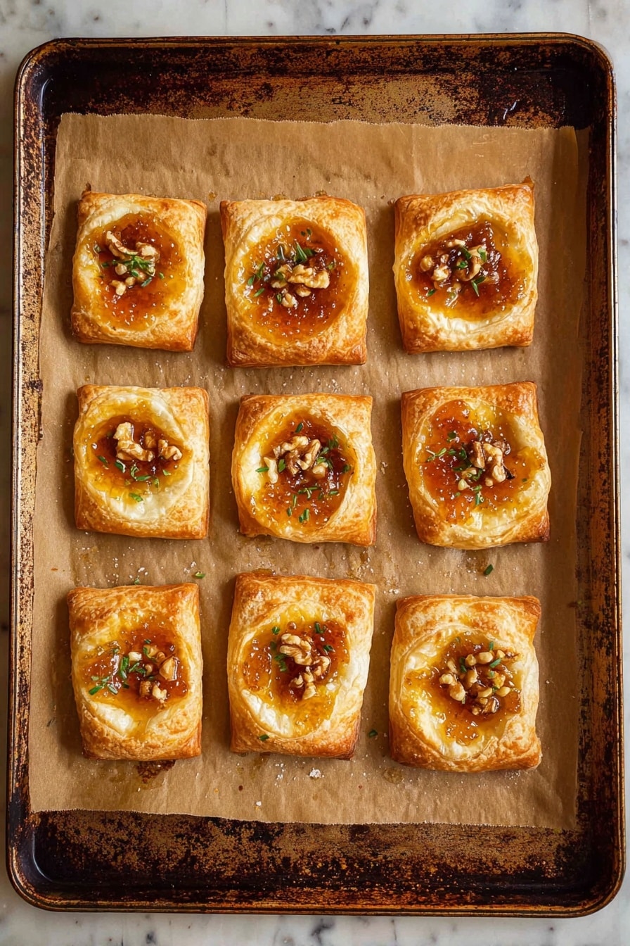 Apricot Goat Cheese Puff Pastry Bites Recipe - Serving